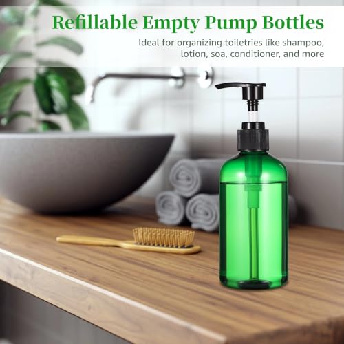 30 Pcs Empty Plastic Lotion Bottles with Pump, 8 oz/250 ml | Refillable Design, Smooth Pump Dispenser, Portable Use, For Shampoo, Conditioner, Cream, Lotion And Liquid Soap - color: Green