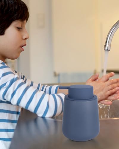 Bosilunlife Soap Dispenser Bathroom - Blue Ceramic Soap Dispenser Lotion Hand Pump Dish Soap Bottle for Kitchen 12oz Refillable Liquid Hand Wash Dispenser for Bathroom - color: Matte Blue