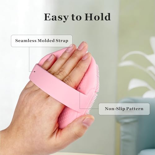 Silicone Body Scrubber 2-Pack, Shower Scrubber with Soft Bristles, Non-Slip Scrubbies for Body, Body Scrubber Exfoliator for Men and Women,Gentle Exfoliating and Lather Well (Black+Pink) - color: Black+pink