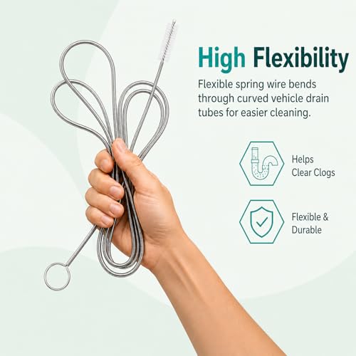 2 Pack 80 Inch Flexible Sunroof Drain Cleaning Tool, Long Brush for Car Sunroof Tube, Ice Maker, Refrigerator, AC Line, Windshield Hole and Narrow Pipes - style: 80 in