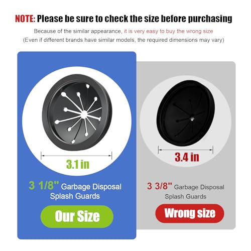 2 Pcs Garbage Disposal Splash Guard, 3 1/8" Sink Rubber Guard for Garbage Disposal, Replacement Garbage Disposal Rubber Drain Insert Parts for Whirlaway, Waste King, and GE Models - color: Black 2 Pack