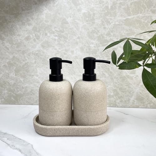 Soap Dispenser Tray for Bathroom Sink,7.2″ Small Vanity Tray Lotion Bottle Organizer Tray for Kitchen/Bathroom Sink. - color: Tray-beige