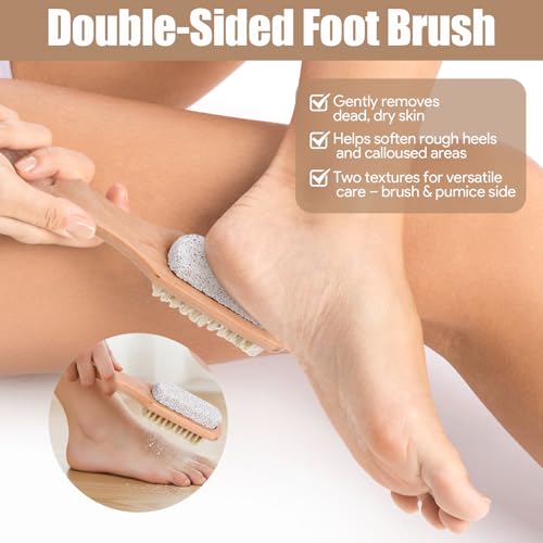 4PCS Dry Brushing Body Brush Set, Bamboo Dry Brush for Body Face Foot, Boar Bristle Long Handle Face Cleansing Shower Scrubber Brushes