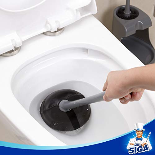 MR.SIGA Toilet Plunger and Bowl Brush Combo for Bathroom Cleaning, Gray, 1 Set - color: Gray