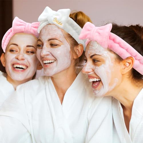 Semato Bachelorette Party Favor Set - Bride & Bridesmaid Spa Headbands(1 bride+6 Pink) - color: 1 bride+6 pink