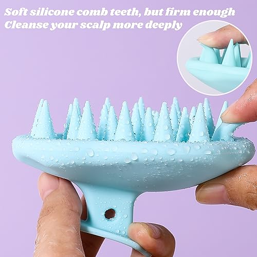 URTHEONE Scalp Massager Shampoo Brush for Hair Growth,Soft Silicone Scalp Scrubber Shower Brush for Women Men Kids Stress Relax&Scalp Exfoliator,Scalp Scrubber for Dandruff Removal (Cyan) - color: Cyan