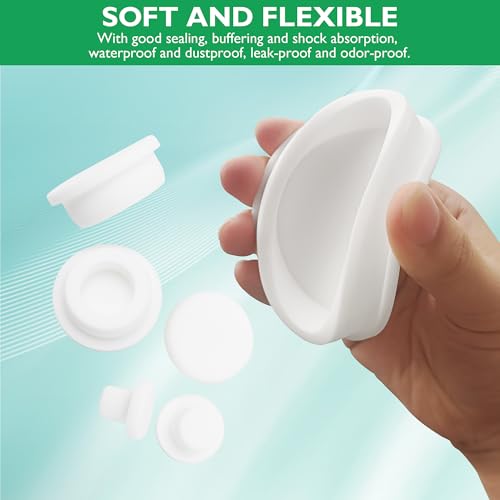 EASYEAH T-Shaped Silicone Rubber Hole Plug 86.3 mm/3-3/8 in Soft Flexible Rubber Stopper Tube End Cap Cover Waterproof Sealing Hole Plugs for Bottles, White, 2 Pcs - size: 86.3mm(3.4")