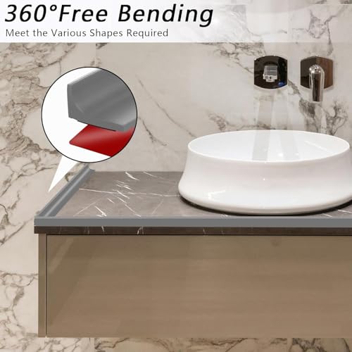78 Inch Shower Threshold Water Dam, Silicone Barrier Shower Door Bottom Seal Strip, Self Adhesive Waterproof Barrier, for Kitchen Countertop Sink, Cooktop, Bathroom (Grey) - color: Gray, style: 78in