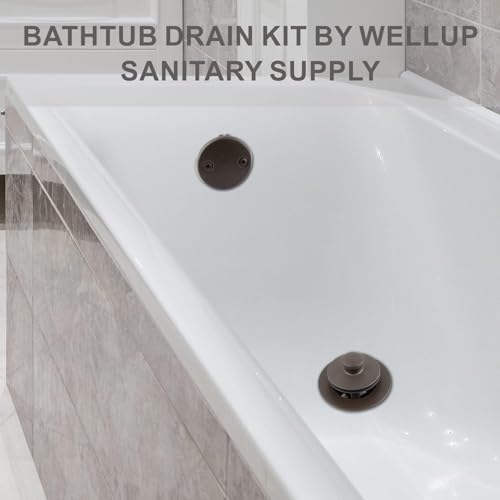 Wellup Tub Drain Bathtub Drain,2 Hole Overflow Trim Kit,Oil Rubbed Bronze | Lift & Turn Twist Tub Drain,Fits 1-3/8 1-1/2 Bathtub Drain,Solid Brass & Stainless Conversion Tub Drain Kit,Easy Install - color: Bronze, style: 2 Holes