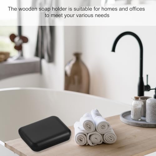 uxcell Wooden Soap Holder, Self-Draining Soap Box with Lid Wooden Soap Bar Tray for Shower Bathroom Kitchen, White - color: White