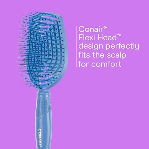 Conair Scalp Care Detangling hairbrush - Curly Hair Brush - Scalp Massager - hairbrushes for women & men - detangler for all lengths and types - can use wet or dry - Blue Aura - color: Blue Aura, size: 1 Count (Pack of 1)