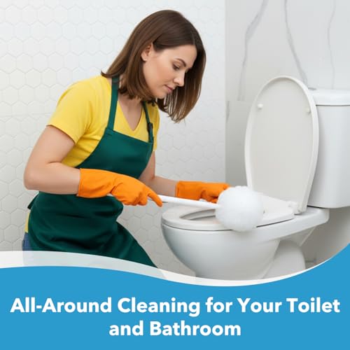 20 Pack Soft Toilet Brush, Disposable Toilet Bowl Brush with Long Plastic Handle, White Silk Cotton Toilet Bowl Mop for Bathroom Toilets, Sink, Bathtub, 11 x 4.3 Inch, Without Cup