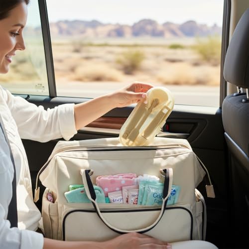 Portable Baby Bottle Brush Set – 5-in-1 Silicone Baby Bottle Cleaner Kit with Nipple Brush, Straw Brush, Drying Rack & Travel Case – BPA-Free, Bottle Washing Set for On-the-Go (Light Yellow) - color: Light Yellow