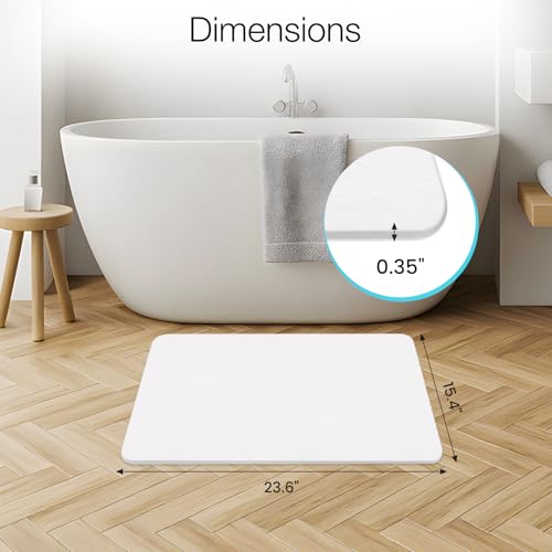 Diatomite Stone Bath Mat, Premium Non-Slip Natural Diatomaceous Earth Bathtub Quick Drying Mats for Bathroom Floor (23.6" x 15.4" White) - color: White, size: 23.6" x 15.4"