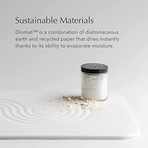 Diatomite Bathroom Stone Mat, Quick-Drying Bathroom Mat with Wave Pattern, Modern Design (White) - color: White