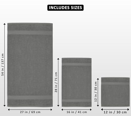 Utopia Towels 8 Piece Luxury Towel Set – Majestic Plush, Super Absorbent & Quicker-to-Dry, Thick 100% Ring Spun Cotton Towels for Bathroom, Spa & Hotel – 2 Bath, 2 Hand, 4 Washcloths, Cool Grey - color: Cool Grey, size: 8 Pieces Towel Set