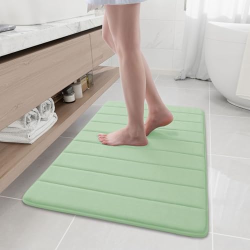 Buganda Memory Foam Bath Mat, 35.4" x 24", Ultra Soft Bathroom Rugs, Water Absorbent and Machine Washable Bath Rug Runner for Bathroom, Shower, and Tub, Sage Green - color: Sage Green, size: 35.4" X 24"