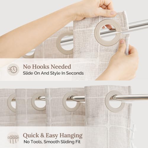 Farmhouse Shower Curtain with Snap-in Liner, No Hooks Needed,Boho Fabric Shower Curtains with Tassels for Rustic Neutral Bathroom Decor,with Magnets,Water Repellent&Machine Washable,Linen,71x74Inch - color: Linen, size: 71"W x 74"L (Pack of 1)