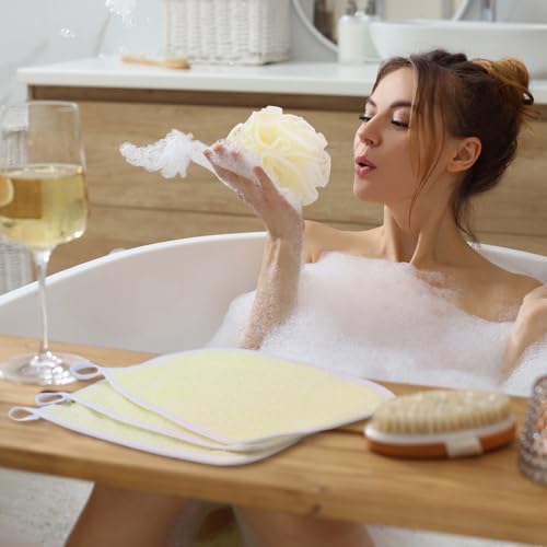 6 Pcs Exfoliating Washcloth and Loofah Sponge Set, Dual-Sided Cleaning Washcloth, Mini Mesh Shower Pouf Balls 35g for Women Bath Body Face Shower