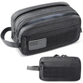 RXW EDC Toiletry Bag for Men, Tactical Dopp Kit, Molle Pouches Compact Travel Organizer for Shaving Shower, Hygiene, Grooming (Includes Dry/Wet Compartment & US Flag Patch) - color: Black
