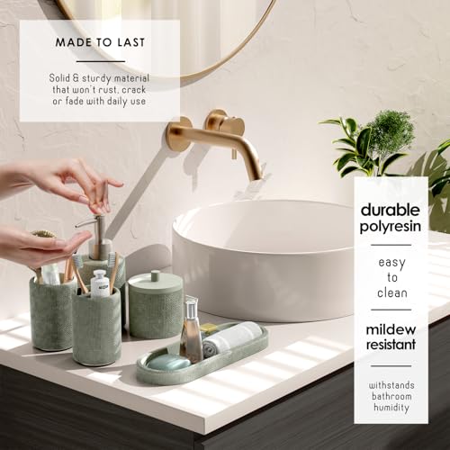 Clara Clark Sage Green Bathroom Set - Bathroom Sets with Shower Curtain and Rugs, 21PC Bathroom Accessory Set, Shower Curtain Set with Soap Dispenser & Toothbrush Holder - color: Sage Green, size: Complete Set + Bath Rugs