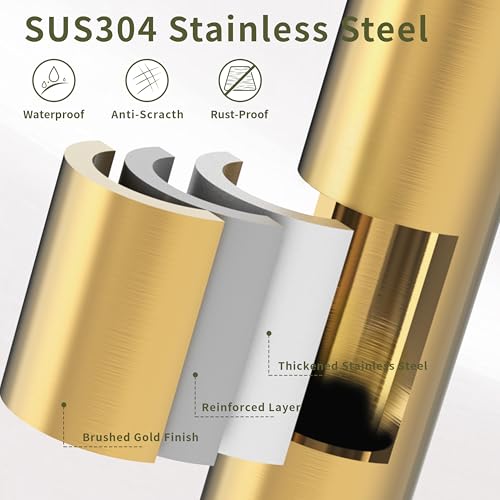 Toilet Paper Holder Stand, Modern Bathroom Free Standing Toilet Paper Roll Holder, Post Pivoting Toilet Paper Stand with Stainless Steel Tissue Rack, Rust-Proof & Heavy Stable Base（Brushed Gold） - color: Brushed Gold, size: Free Standing