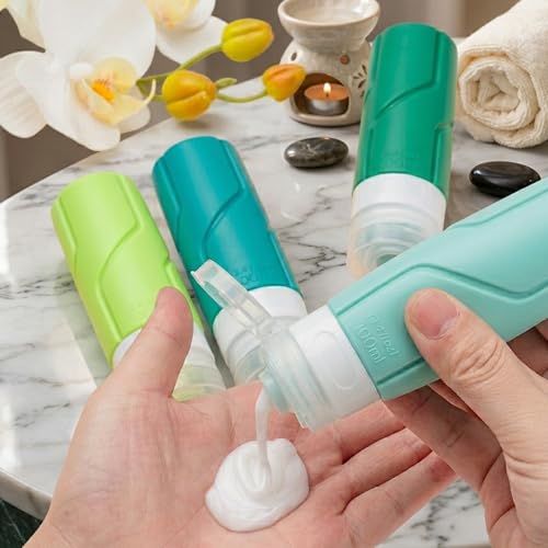 Travel Bottles for Toiletries 15 Pack, TSA Approved Travel Size Containers 3oz, LeakProof Silicone Squeezable Creams Jars, Refillable Toiletry Bottles for Shampoo, Conditioner (Cranberry)