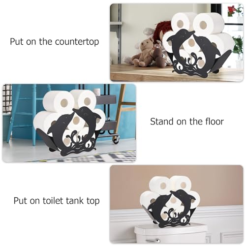 Sumnacon Toilet Paper Holder,Metal Toilet Paper Storage,Freestanding Toilet Paper Roll Holder, Whimsical Toilet Paper Organizer for Bathroom Toilet Shelf Table Counter Floor,Dolphin