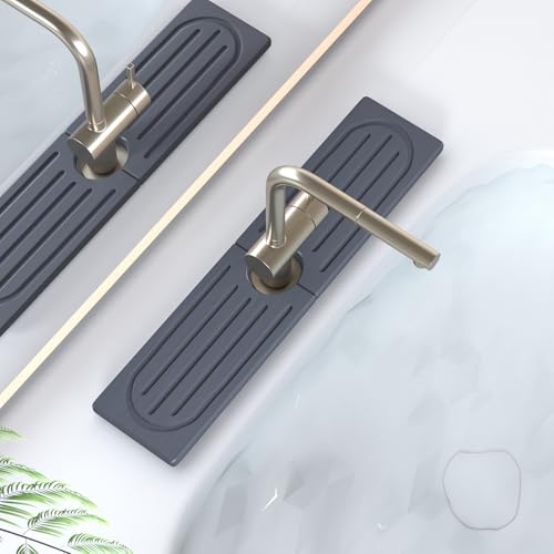 Fast Drying Kitchen Sink Splash Guard, Durable Stone Kitchen Faucet Mat, Water Absorbing Stone Tray for Sink, Diatomite Faucet Mat for Kitchen Sink, Stone Drying Mat for Kitchen and Bathroom Counter - color: Dark Gray Style 1, size: 15.8" x 4"