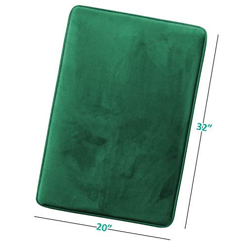Clara Clark Bathroom Rugs, Velvet Memory Foam Bath Mat, Non-Slip, Machine Washable Bath Rugs - Dries Quickly, Ultra Soft Plush Bath Mats for Bathroom, 20 x 32, Hunter Green - color: Hunter Green, style: 20 x 32