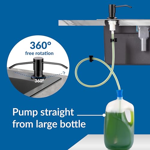 Soap Dispenser for Kitchen Sink,Matte Black Stainless Steel Countertop Dish Sink Soap Dispenser Pump with 47 '' Extension Tube kit - color: Matte Black