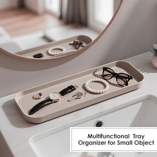 Beige Bathroom Accessories Set, 10 Pieces Bamboo Bathroom Set with Trash Can, Tray, Soap Dispenser, Soap Dish, Toothbrush Holder, Toothbrush Cup, Tissue Holder, Toilet Brush and Qtip Holders - color: Beige