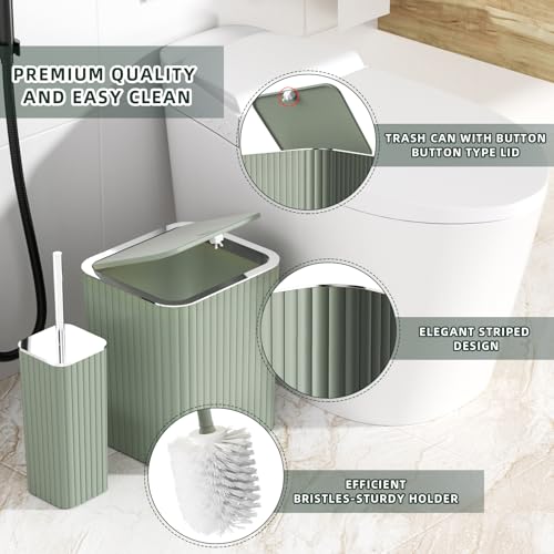 XLHOMO Bathroom Accessories Set - 25PC Sage Bathroom Set, Bathroom Set with Shower Curtain and Rugs, Sage Green Shower Curtain Set, Bathroom Accessory Set, Trash Can & Soap Dispenser - size: Bath Set+Shower Curtain+Rugs, style: Sage Green&Silver