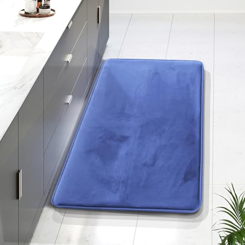 Clara Clark Bathroom Rugs, Velvet Memory Foam Bath Mat, Non-Slip Bath Rugs, Machine Wash, Dries Quickly, Ultra Soft Plush Bath Mats for Bathroom, - color: Calm Blue, style: 24 x 36