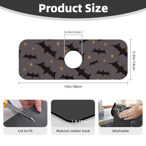 Faucet Draining Mat For Kitchen Sink, Star Bats Witchy Diatom Mud Absorbent Drain Pad For Bathroom Kitchen Sink Splash Guard Drying Mat - color: Star Bats Witchy, size: One Size