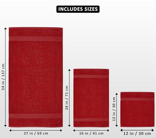 Utopia Towels 8 Piece Luxury Towel Set – Majestic Plush, Super Absorbent & Quicker-to-Dry, Thick 100% Ring Spun Cotton Towels for Bathroom, Spa & Hotel – 2 Bath, 2 Hand, 4 Washcloths,Red - color: Red, size: 8 Pieces Towel Set