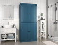 Palace Imports Solid Wood Tall Bathroom Pantry Cabinet with 4 Shaker Doors & Adjustable Shelves, Teal Blue - 100% Eco-Friendly, Renewable, Space-Saving Storage, 71.5" H x 32" W, Made in Brazil - color: Teal Blue