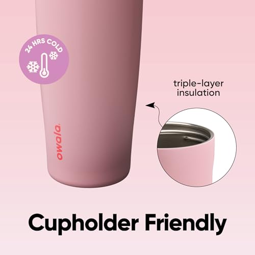 Owala FreeSip Sway Insulated Stainless Steel Water Bottle with Two-Way Spout, Built-In Straw and Bucket Handle, Made for Travel, School, and Sports, 40oz, BPA Free, Leak Proof, Pink Angel Food Cake - color: Angel Food Cake, size: 40 Ounces
