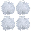 60g/pcs White Mesh Bath Sponge Pouf Shower Loofahs Shower Puff Pack of 4 (White) - color: White