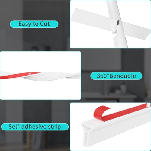 Hi-Na 3ft/5ft/6ft/8ft/10ft Collapsible Shower Threshold Water Dam Water Barrier for Shower and Water Stopper Keeps Water Inside Water Threshold for Wet and Dry Separation (5ft, White) - color: White, style: 5ft