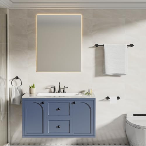 Matte Black Toilet Paper Holder Wall Mount & Towel Holder, Bathroom Hardware Set-SUS304 Stainless Steel Double Post Pivoting Tissue Roll Holder and Hand Towel Ring Set for Bathroom, RV - color: Matte Black