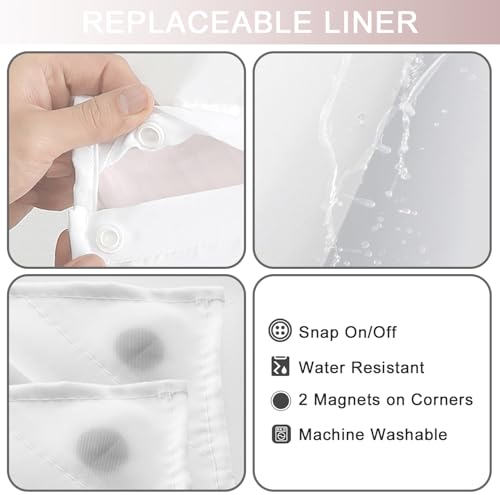 No Hook Shower Curtain with Snap in Liner, Ombre Blush Pink Shower Curtains and Liner Set, Hotel Fabric Bath Curtain for Bathroom, Mesh Top Window Waterproof Washable, 71" x 74" - color: Ombre Blush Pink, size: 71"W x 74"L (Pack of 1)