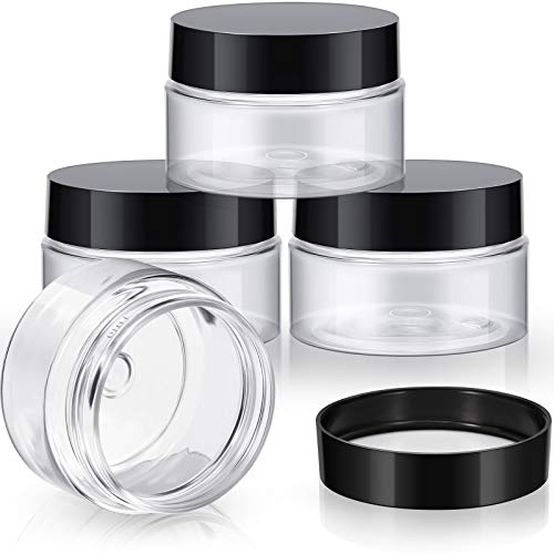 Patelai 4 Pieces Round Wide-mouth Leak Proof Plastic Container Jars with Lids for Travel Storage Makeup Beauty Products Face Creams Oils Salves Ointments DIY Making(1 Ounce,Black) - color: Black, size: 1 Ounce