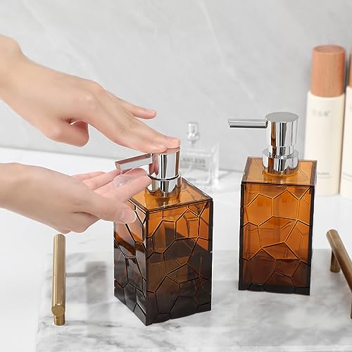 Hand Soap Dispenser, Clear Acrylic Plastic Liquid Pump Bottles Refillable Lotion Dispenser for Bathroom Decor Kitchen College Dorm, Amber - color: Clear Brown, size: 1 Pack