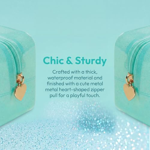 RSRSLEII Stardust Twinkle Jelly Travel Makeup & Toiletry Bag, Waterproof PVC Cosmetic Bag/Case for Women，Zipper SPF Beach Bag for Sunscreen Skincare and Daily Essentials (09Light Blue) - color: 09Light Blue