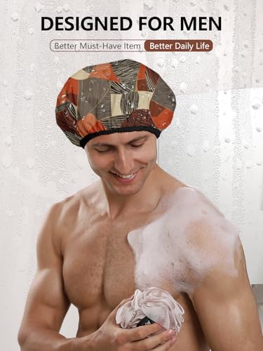 Years calm Shower Cap for Men, Waterproof Reusable Hair Cap with Dual-Layer Design, Reversible Double-Sided Use, Stretchable Elastic Band, Comfortable Fit for Shower, Gym, Hair Care & Travel - color: Red and gray