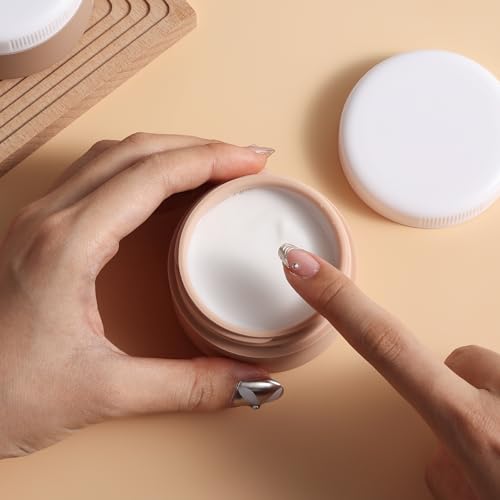 kuangre Travel Containers for Toiletries, Silicone Cream Jars BPA-Free, Leak-proof 2oz Travel Size Containers, Portable Size Silicone Jars with Lid for Cosmetic Face Hand Body Cream (4 Pack) - color: Cream, size: 2 Ounces