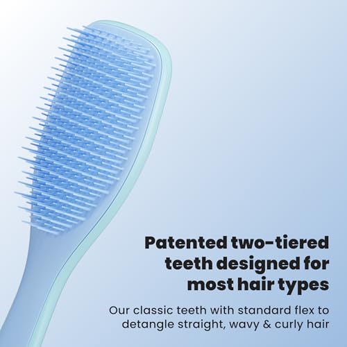 Tangle Teezer Ultimate Detangler Brush, Straight to Wavy, Denim Blues | Patented two-tier, regular-flex teeth reduce breakage & split ends on wet or dry hair; Shower-friendly hairbrush for all ages - color: Denim Blues
