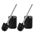 Toilet Brush and Holder Set Toilet Bowl Brush Stainless Steel Automatic Open lid Toilet Bowl Cleaner Brush Set Toilet Scrubber Kit Toilet Cleaning Brush for Bathroom - color: Black