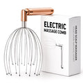 Head Massager Scalp, Vibrating Electric Scalp Massagers, Battery Powered Head Scratchers Massager Whisk Hair Massage Relax Tool with 20 Metal Fingers for Stress Relief, ldeal Gift for Women & Men - color: Rose Gold